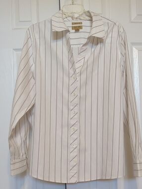 Gold Label Investments No- Iron Blouse White Striped 20W